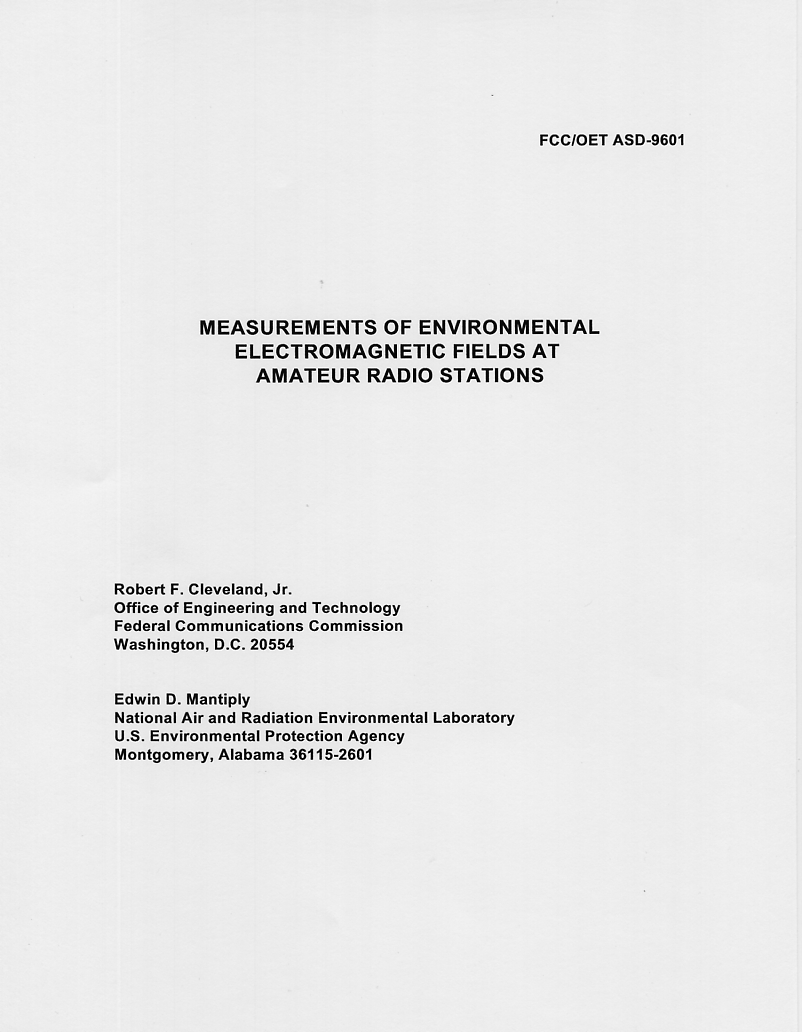 03. FCC-OET ASD-9601 Measurements of Environmental Electromagnetic Fields at Amateur Radio Stations